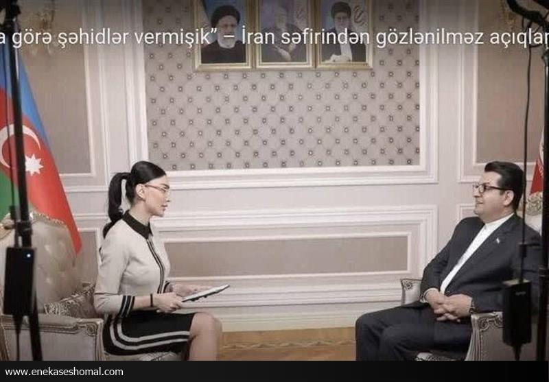 صاویر جنجالی و بی‌حجابی خبرنگار تلویزیون باکو در گفتگو با موسوی در سفارت ایران